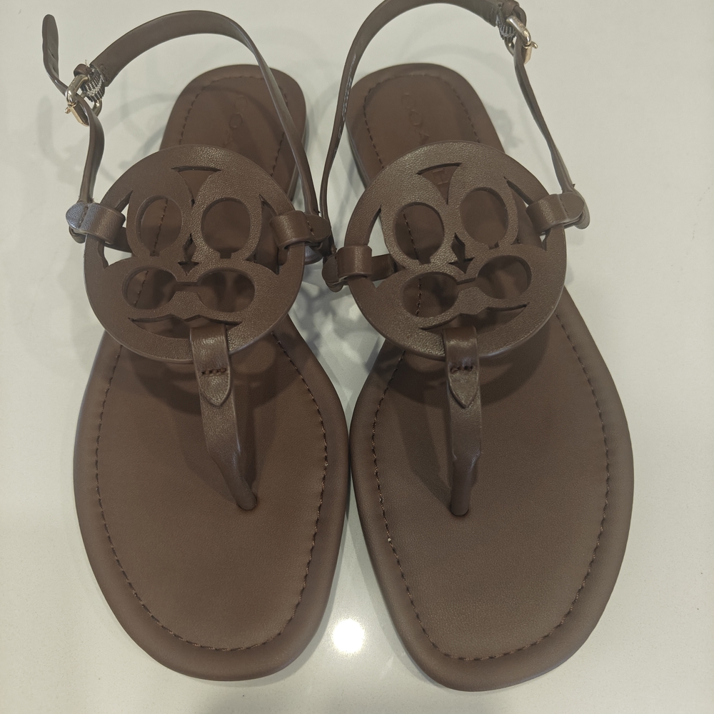 Coach Brown Logo Thong Sandals